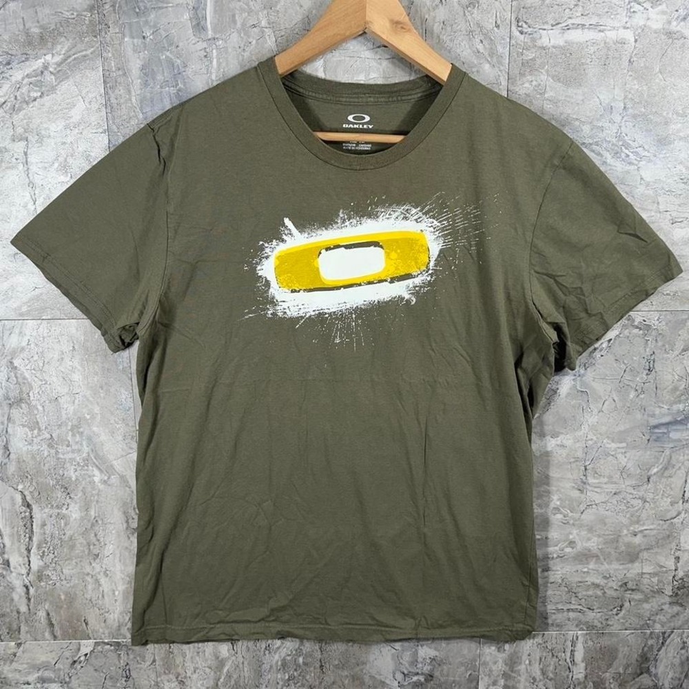 Vintage 90s Y2K Oakley green & yellow splatter big O graphic tee shirt Mens  XL
